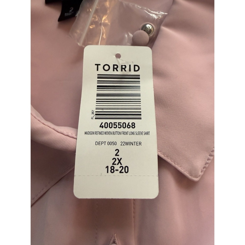 Torrid Madison Crepe Button Front‎ Blouse Pocket rose pink 2X women 18-20 - Picture 4 of 7